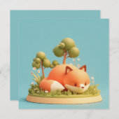 Red Fox 3D Clay Style Forest Meadow Postcard (Vorne/Hinten)