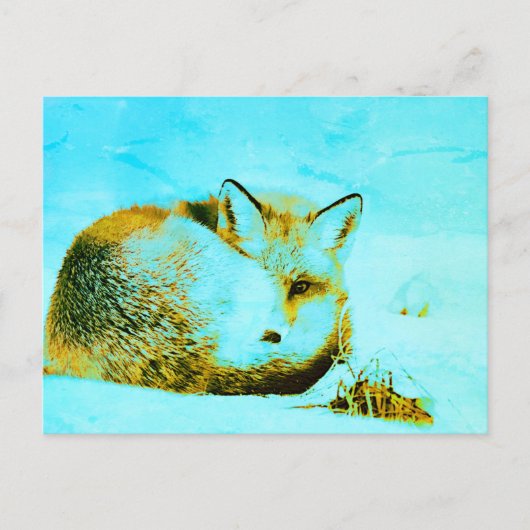 *~* Red Fox Ap18 Artistic Künstlerisch Animal Wild Postkarte (Vorderseite)