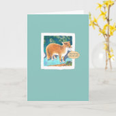 Red Fox auf Aquamarin von Redhead Birthday Karte (Gelbe Blume)