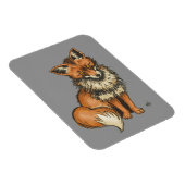 Red Fox auf grauem Hintergrund Magnet (Rechte Seite)