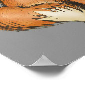 Red Fox auf grauem Hintergrund Poster (Ecke)