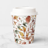 Red Fox Autumn Herbstlaubs Pattern Pappbecher (Rückseite)