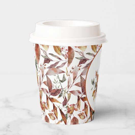 Red Fox Autumn Herbstlaubs Pattern Pappbecher (Rechts)