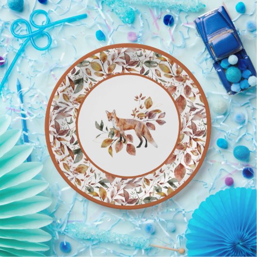 Red Fox Autumn Herbstlaubs Pattern Pappteller (Party)