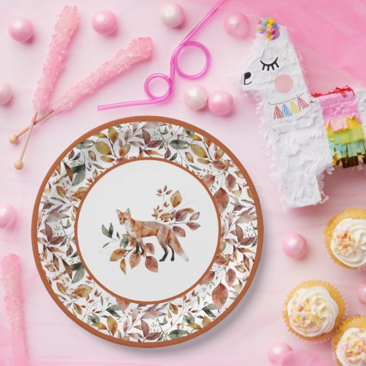 Red Fox Autumn Herbstlaubs Pattern Pappteller (Party)