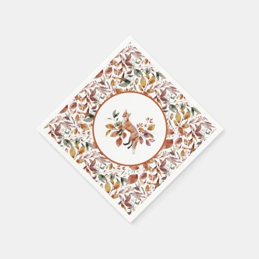 Red Fox Autumn Herbstlaubs Pattern Serviette (Ecke)