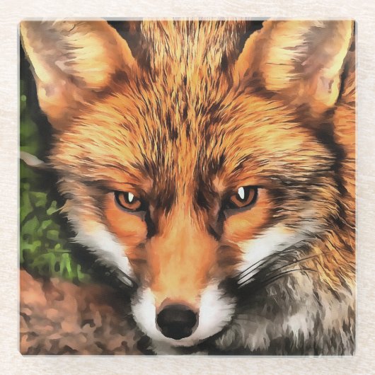 Red Fox Beautiful Wildlife Art Glasuntersetzer (Vorderseite)