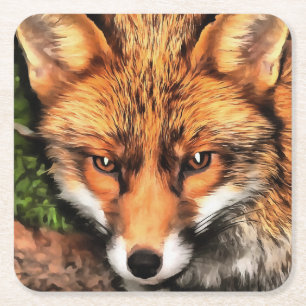 Red Fox Beautiful Wildlife Art Rechteckiger Pappuntersetzer