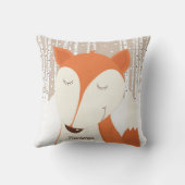 Red Fox Birch Tree Winter Woodland Kissen (Rückseite)