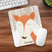 Red Fox Birch Tree Winter Woodland Mousepad