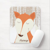 Red Fox Birch Tree Winter Woodland Mousepad (Mit Mouse)