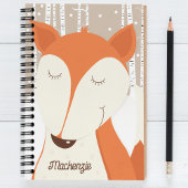 Red Fox Birch Tree Winter Woodland Notizblock