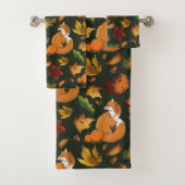Red Fox Blätter Acorn Green Badhandtuch Set (Insitu)