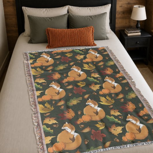 Red Fox Blätter Acorn Green Decke