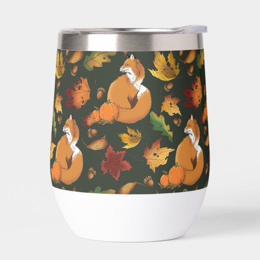 Red Fox Blätter Acorns Green (Links)