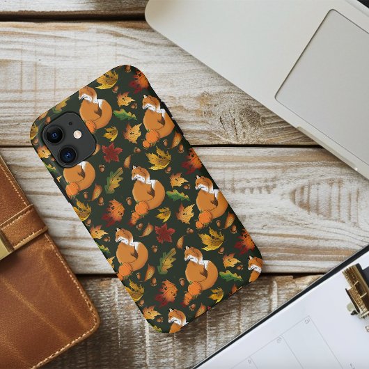 Red Fox Blätter Acorns Green Case-Mate iPhone Hülle