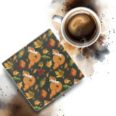 Red Fox Blätter Acorns Green Glasuntersetzer