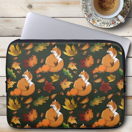 Red Fox Blätter Acorns Green Laptopschutzhülle