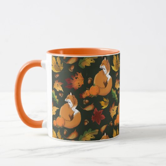 Red Fox Blätter Acorns Green Tasse (Links)