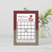 Red Fox Burlap Baby Dusche Bingo Einladung (Stehend Vorderseite)