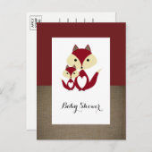 Red Fox Burlap Baby Dusche Einladung (Vorne/Hinten)