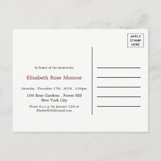 Red Fox Burlap Baby Dusche Einladung (Rückseite)