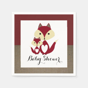 Red Fox Burlap Baby Dusche Serviette