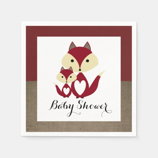 Red Fox Burlap Baby Dusche Serviette (Vorderseite)