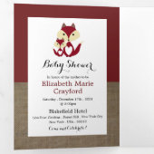 Red Fox Burlap, Baby Showsuite Dreifach Gefaltete Einladung (Innen Erste Seite)