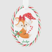 Red Fox Candy Cane Frame Kids Ornament (Vorderseite)
