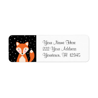 Red Fox Cartoon Design Niedlich Sweet Adress Label