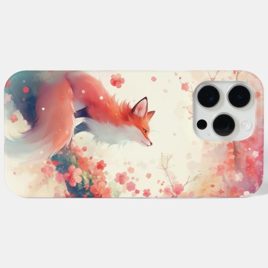 Red Fox Cherry Blossom Tree Case-Mate iPhone Hülle (Rückseite (Horizontal))