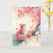 Red Fox Cherry Blossom Tree Karte (Gelbe Blume)