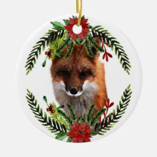 Red Fox Christmas Wildlife Ornament, zweiseitig Keramikornament (Vorne)