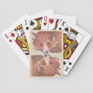 Red Fox Color Illustration Mirrored Spielkarten