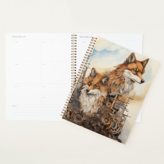 Red fox Couple Steampunk Wasserfarbe 3 Planer (Anzeige)