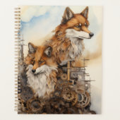 Red fox Couple Steampunk Wasserfarbe 3 Planer (Vorderseite)