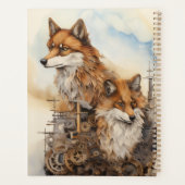 Red fox Couple Steampunk Wasserfarbe 3 Planer (Rückseite)