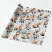 Red Fox Cubs Snowy Winter Scene Geschenkpapier (Ungerollt)