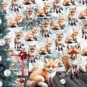 Red Fox Cubs Snowy Winter Scene Geschenkpapier