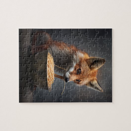 Red Fox Eating Spaghetti Puzzle (Horizontal)