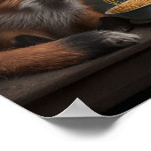 Red Fox essen eine Schüssel Spaghetti Poster (Ecke)