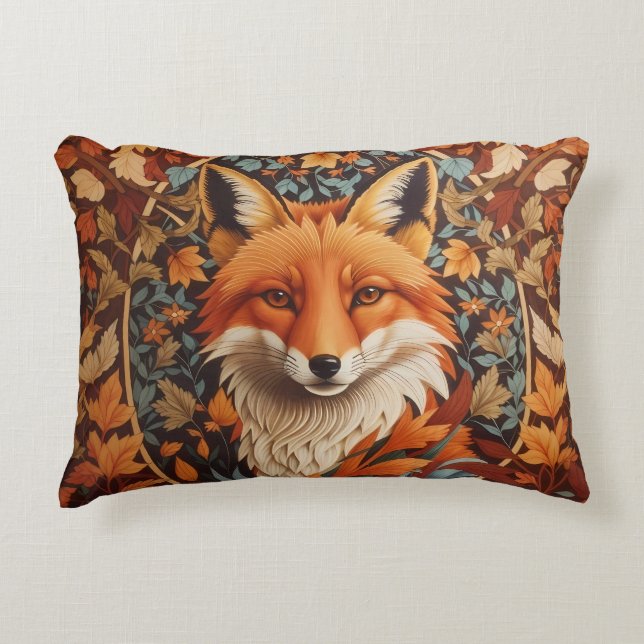 Red Fox Face saisonale Herbstlaub Dekokissen (Vorderseite)