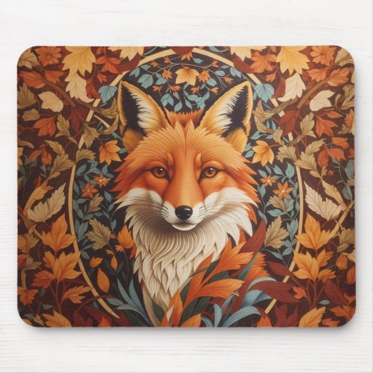 Red Fox Face saisonale Herbstlaub Mousepad (Vorne)