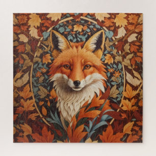 Red Fox Face saisonale Herbstlaub Puzzle