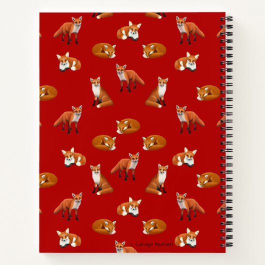 Red Fox Familie 8.5 × 11 Notebook Notizbuch (Rückseite)