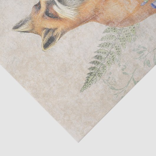 Red Fox Fern Mushroom Wald Dekoupage Seidenpapier (Ausschnitt)