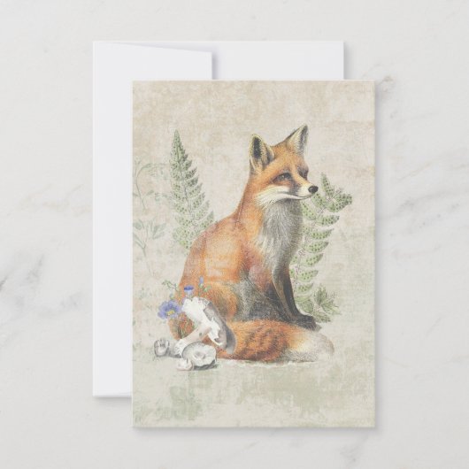 Red Fox Fern Pilz Wald Natur Mitteilungskarte (Vorderseite)