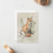 Red Fox Fern Pilz Wald Natur Mitteilungskarte (Vorderseite/Rückseite Beispiel)