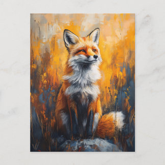 Red Fox Fett Digitales Gemälde Postkarte